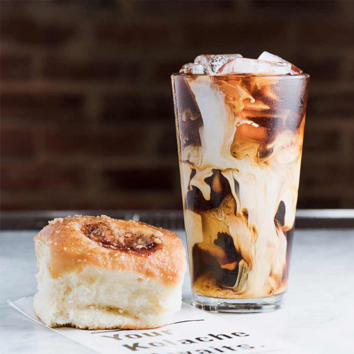 iced coffee and pastry
